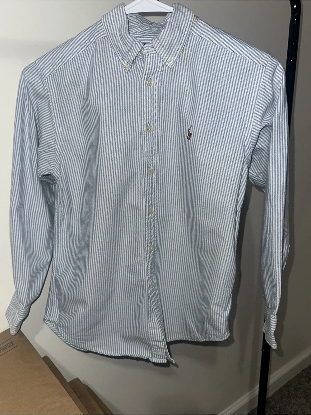 Ralph Lauren Boys Light Blue & White Stripe Button-Down Shirt